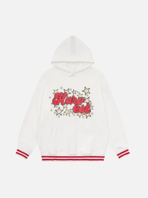 Star Letter Print Hooded Sweatshirt