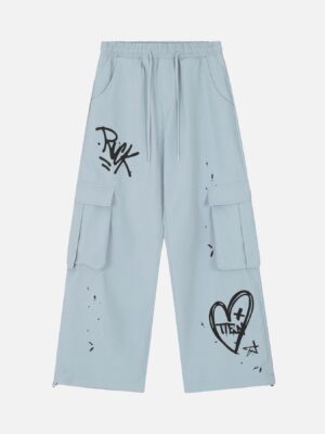 Casual Printed Straight Leg Work Pants