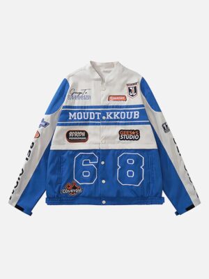 Embroidery Baseball Suit Motorcycle Jacket-1517